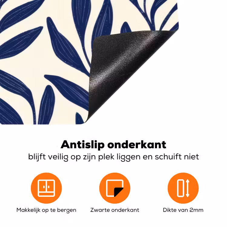 Bladeren - Klimop - Donkerblauw Inductie beschermer vinyl 3mm klein -zzzzzzz-td-onderkant