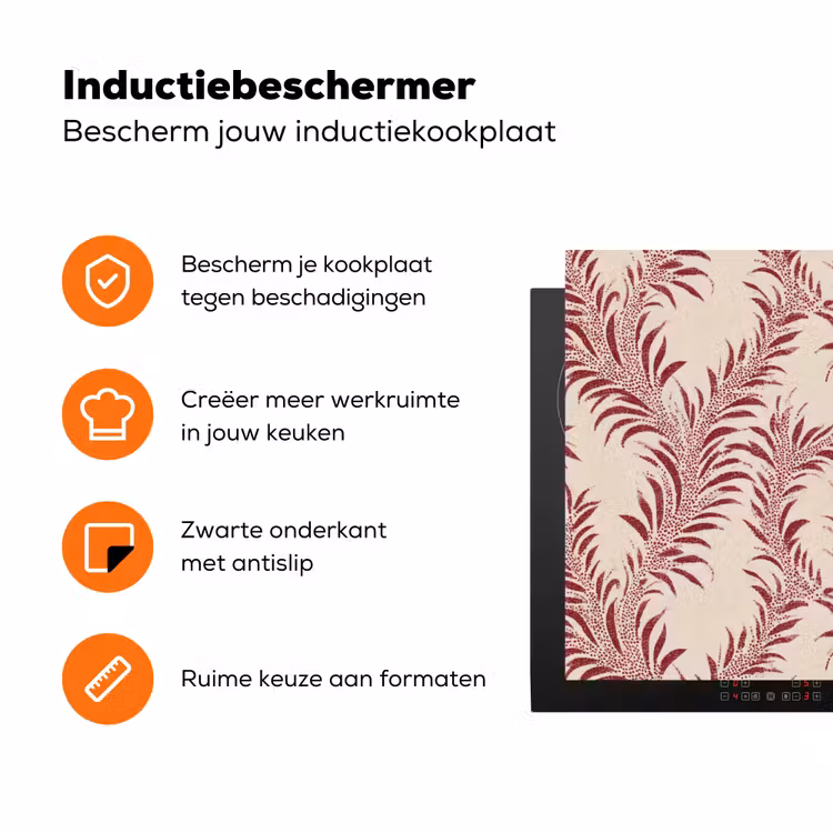 Bladeren - Linnen - Rood Inductie beschermer vinyl 3mm klein 276 -zzzzzzz-td-ups