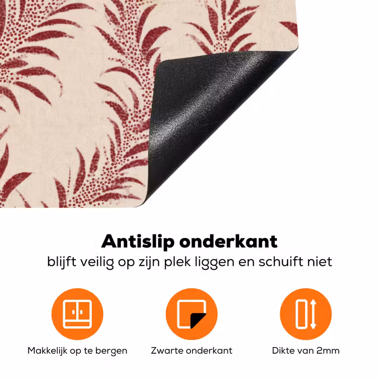 Bladeren - Linnen - Rood Inductie beschermer vinyl 3mm klein 276 -zzzzzzz-td-onderkant