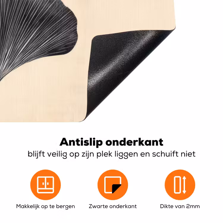 Bladeren - Minimalistisch - Zwart Inductie beschermer vinyl 3mm klein -zzzzzzz-td-onderkant