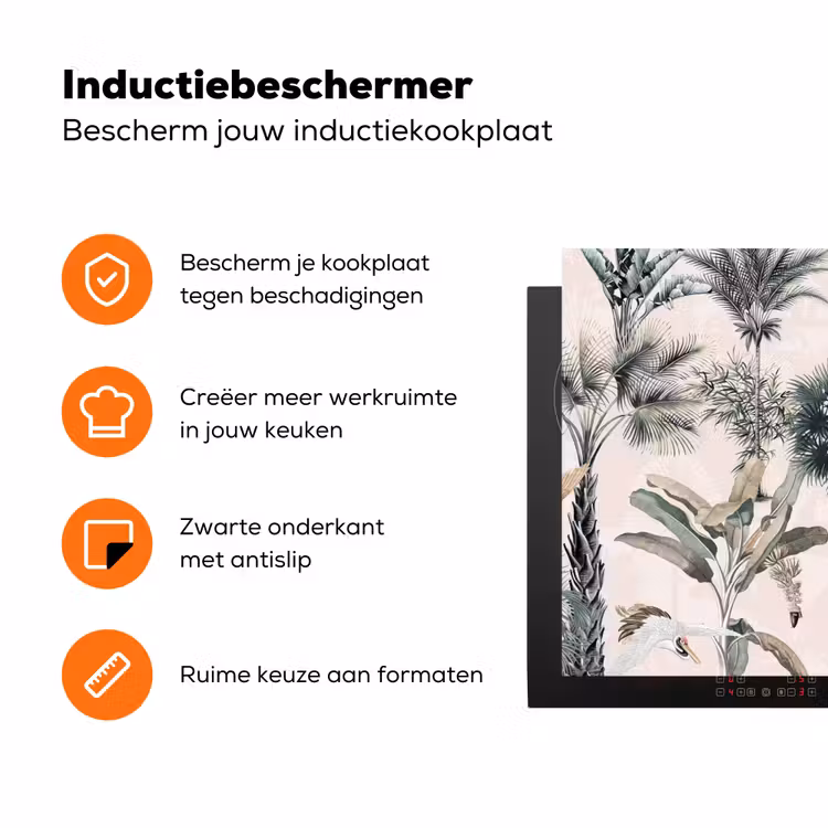 Bladeren - Monstera - Jungle - Tropical Inductie beschermer vinyl 3mm klein -zzzzzzz-td-ups