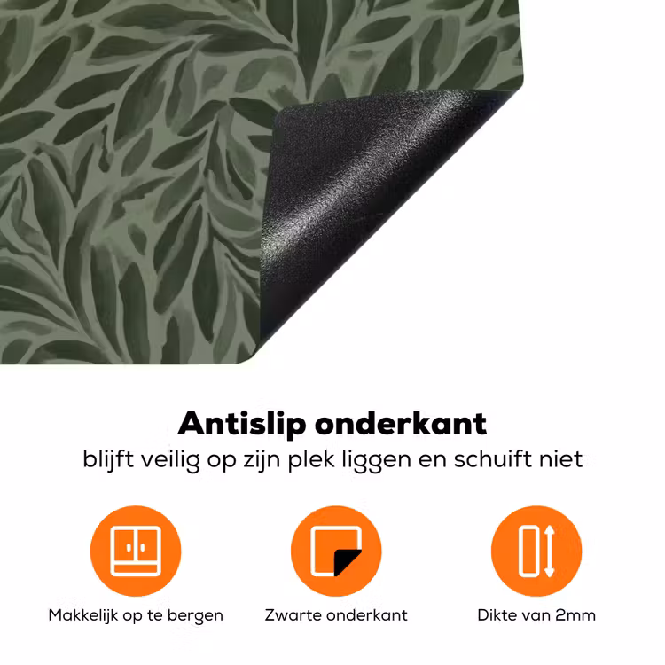 Bladeren - Organisch - Groen Inductie beschermer vinyl 3mm klein 276 -zzzzzzz-td-onderkant