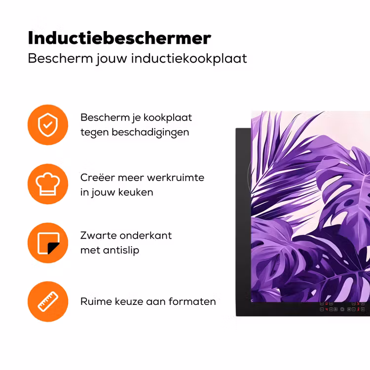 Bladeren - Paars - Tropisch - Abstract Inductie beschermer vinyl 3mm klein -zzzzzzz-td-ups