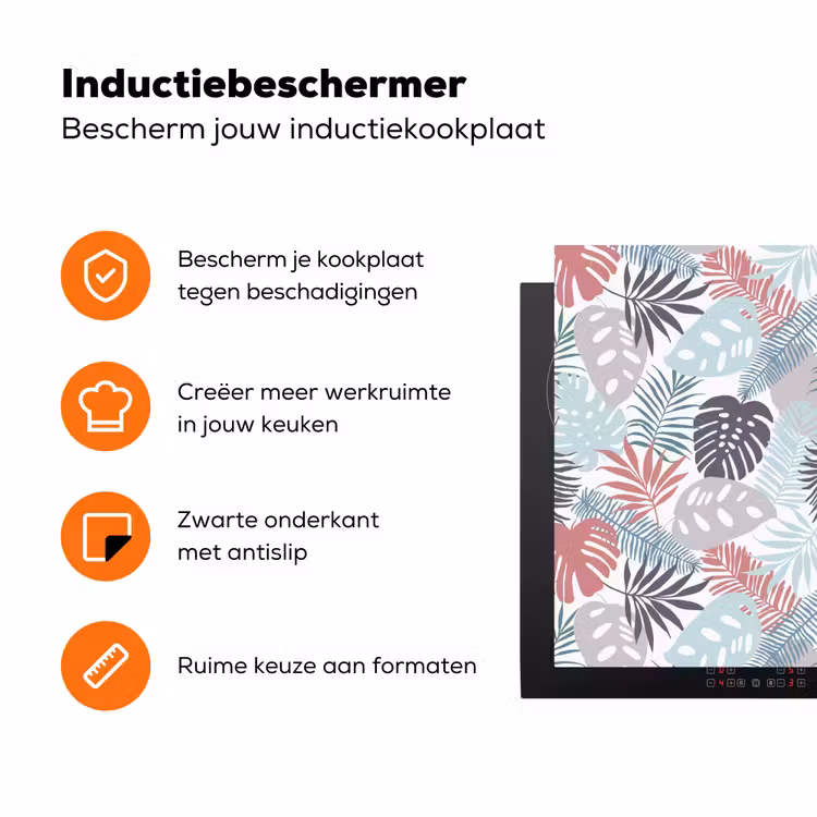 Inductie beschermer - Bladeren - Pastel - Jungle - Afdekplaat voor kookplaat Inductie beschermer vinyl 3mm klein -zzzzzzz-td-ups
