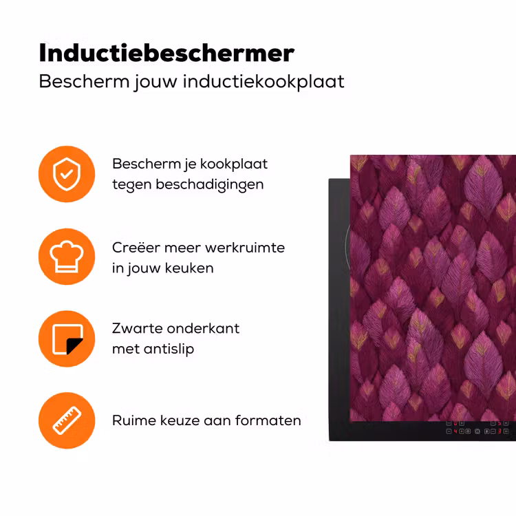 Bladeren - Patroon - Burgundy Inductie beschermer vinyl 3mm klein 276 -zzzzzzz-td-ups