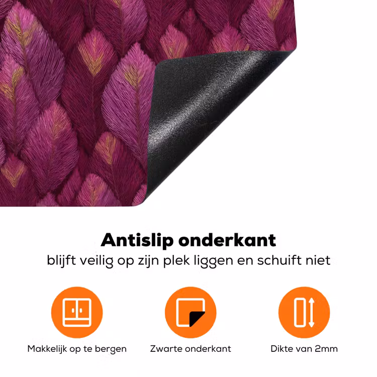 Bladeren - Patroon - Burgundy Inductie beschermer vinyl 3mm klein 276 -zzzzzzz-td-onderkant