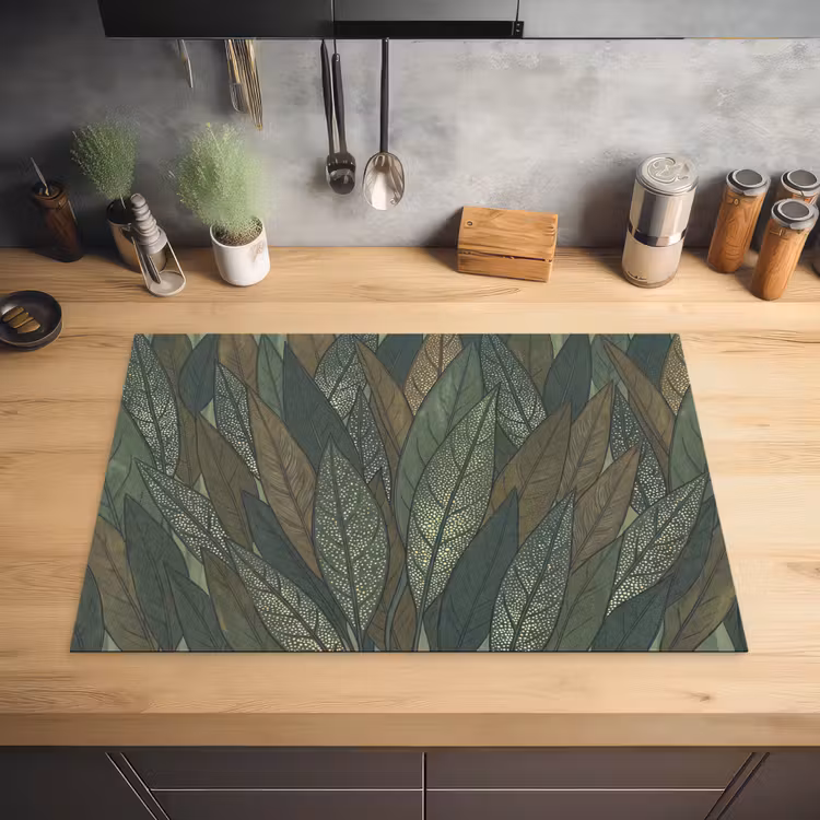 Bladeren - Patroon - Gestippeld - Natuur - Groen Inductie beschermer vinyl 3mm klein -sfeer5