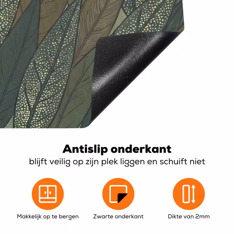 Bladeren - Patroon - Gestippeld - Natuur - Groen Inductie beschermer vinyl 3mm klein -zzzzzzz-td-onderkant