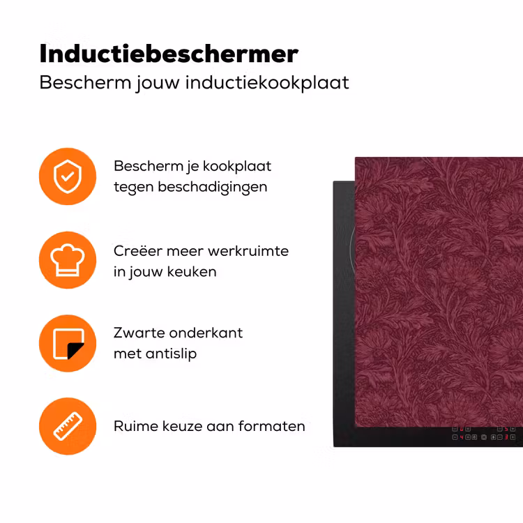 Bladeren - Patroon - Paars Inductie beschermer vinyl 3mm klein 276 -zzzzzzz-td-ups