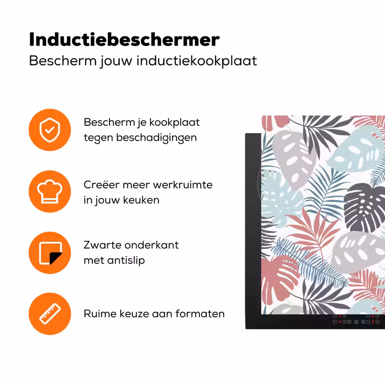 Bladeren - Tropical - Pastel - Jungle Inductie beschermer vinyl 3mm groot -zzzzzzz-td-ups