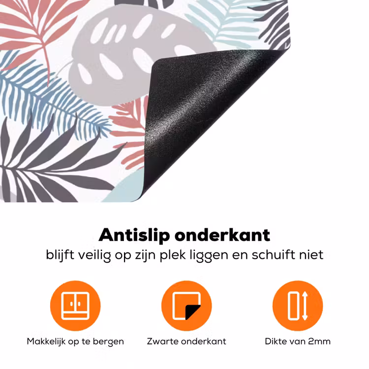 Bladeren - Tropical - Pastel - Jungle Inductie beschermer vinyl 3mm groot -zzzzzzz-td-onderkant
