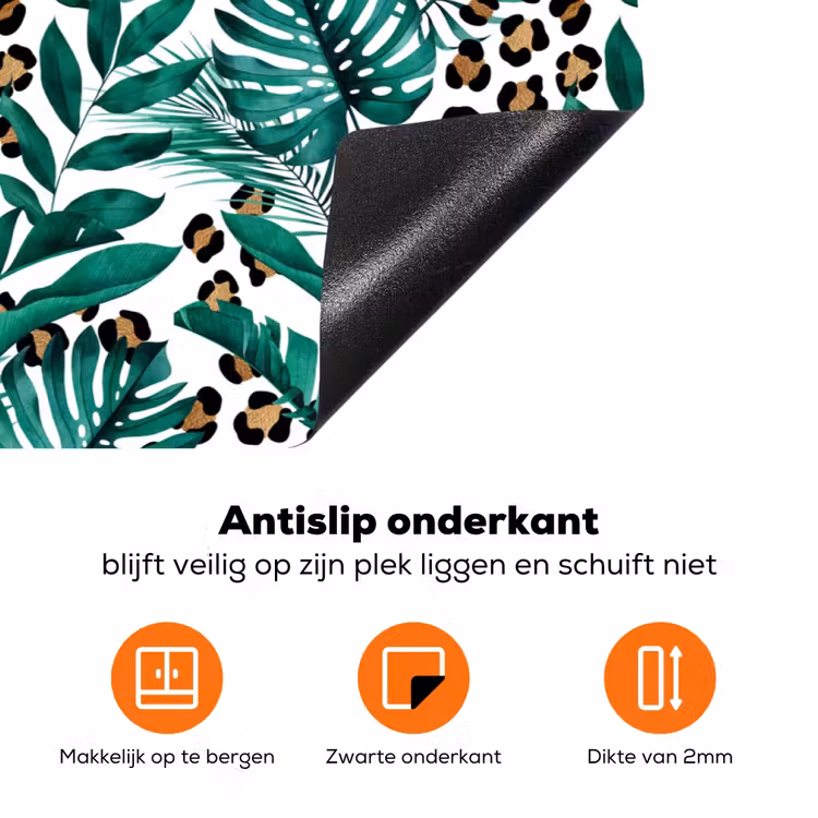 Bladeren - Tropisch - Jungle Inductie beschermer vinyl 3mm klein -zzzzzzz-td-onderkant