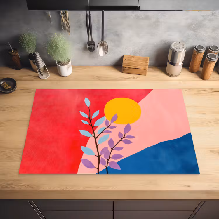 Bladeren - Zon - Abstracte vormen Inductie beschermer vinyl 3mm klein -sfeer5