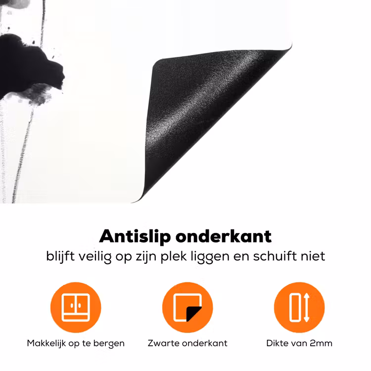 Bladeren - Zwart - Lotusbloem - Minimalitisch Inductie beschermer vinyl 3mm klein -zzzzzzz-td-onderkant
