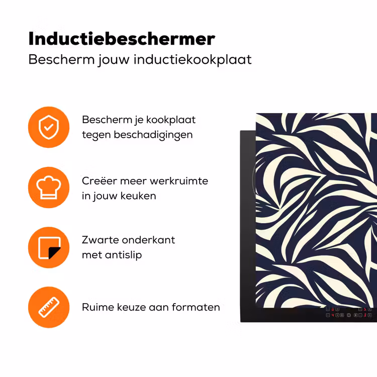 Bladvormen - Blauw - Patroon - Wit Inductie beschermer vinyl 3mm klein 276 -zzzzzzz-td-ups