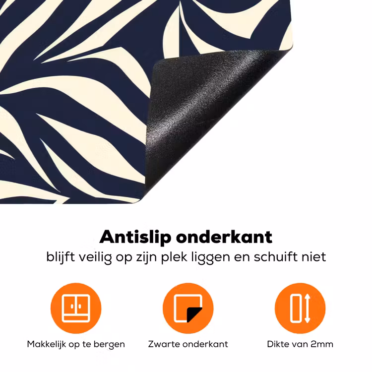 Bladvormen - Blauw - Patroon - Wit Inductie beschermer vinyl 3mm klein 276 -zzzzzzz-td-onderkant