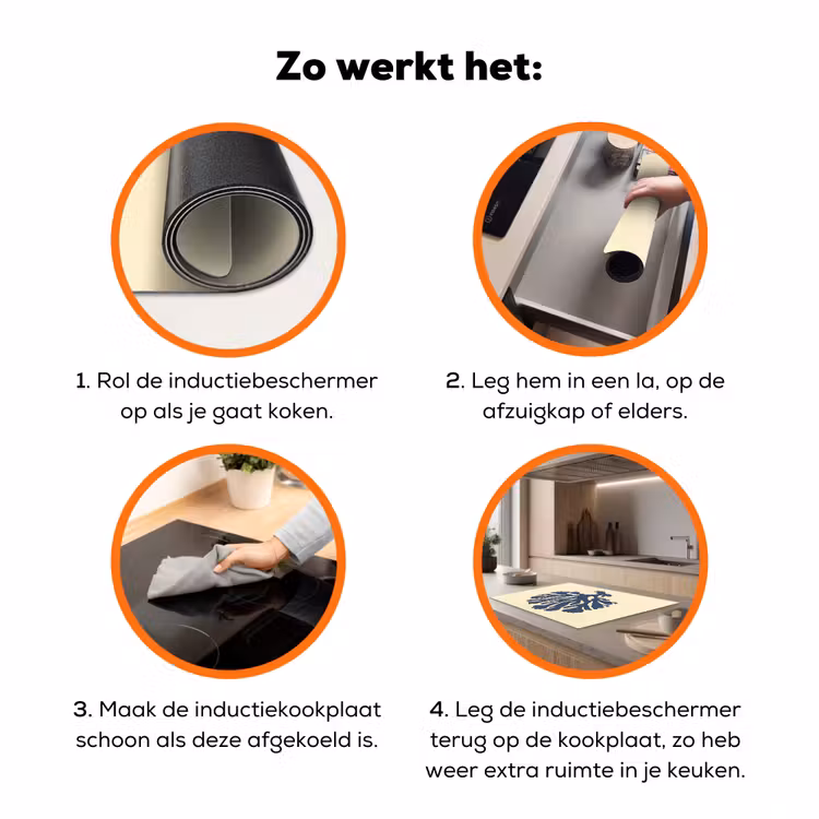 Blauw koraal - Vertakkingen - Beige Inductie beschermer vinyl 3mm klein -zzzzzzz-td-werking