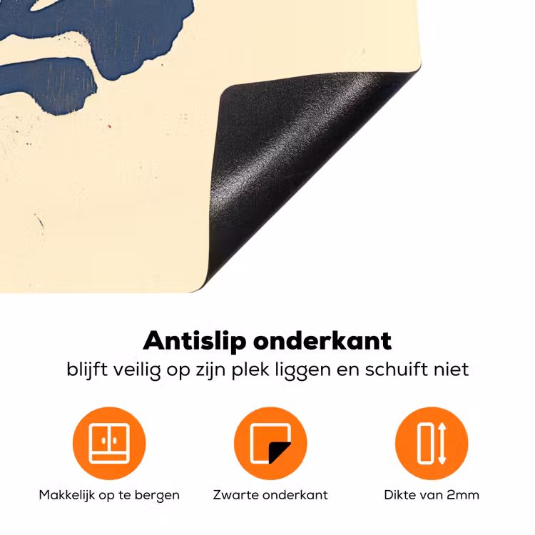 Blauw koraal - Vertakkingen - Beige Inductie beschermer vinyl 3mm klein -zzzzzzz-td-onderkant