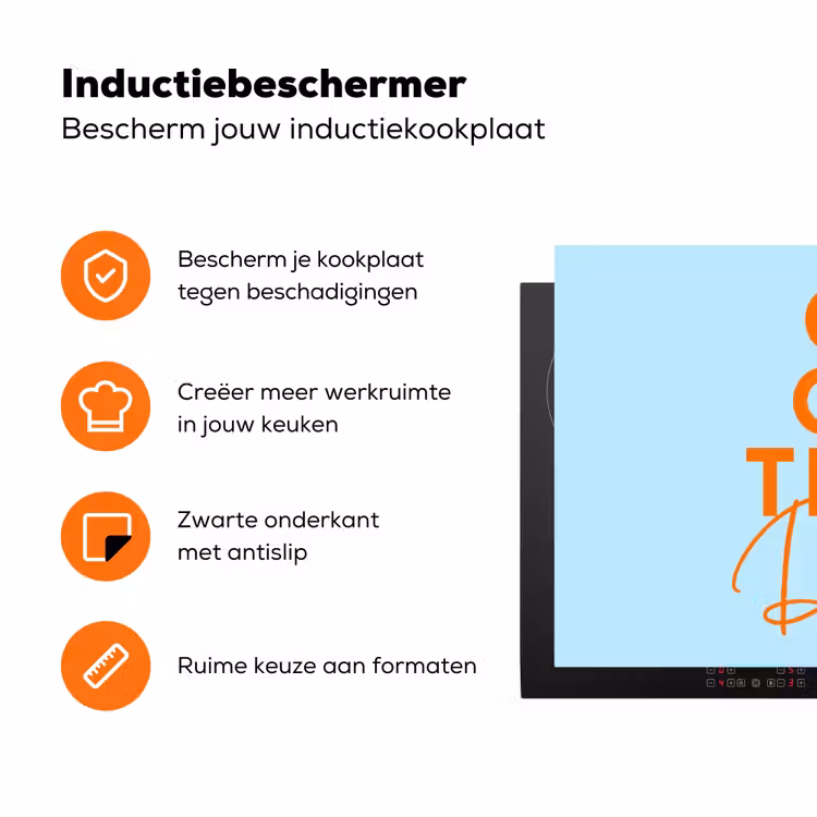 Blauw - Oranje - Tekst Inductie beschermer vinyl 3mm klein -zzzzzzz-td-ups