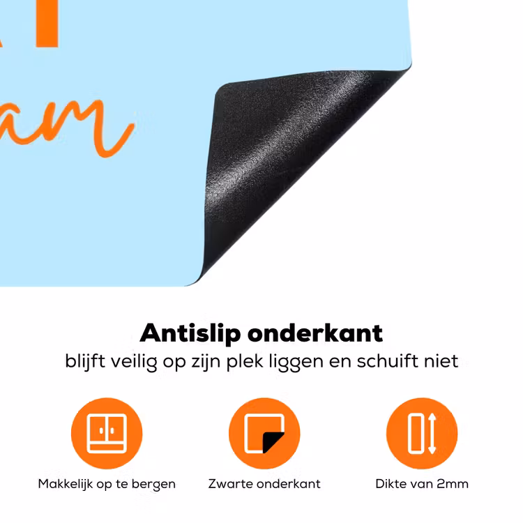 Blauw - Oranje - Tekst Inductie beschermer vinyl 3mm klein -zzzzzzz-td-onderkant