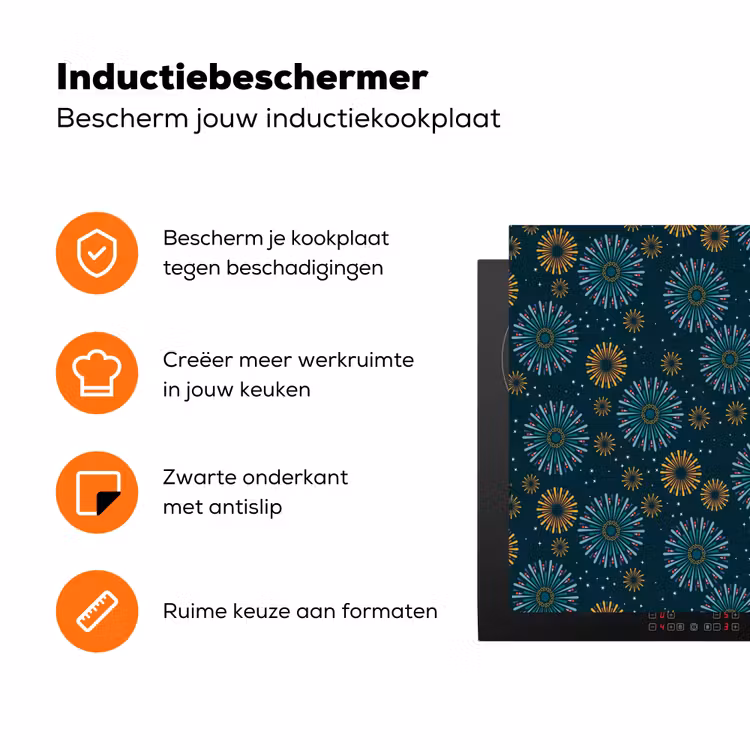 Retro - Disco - Vuurwerk - 70s - Multi Inductie beschermer vinyl 3mm klein 276 -zzzzzzz-td-ups