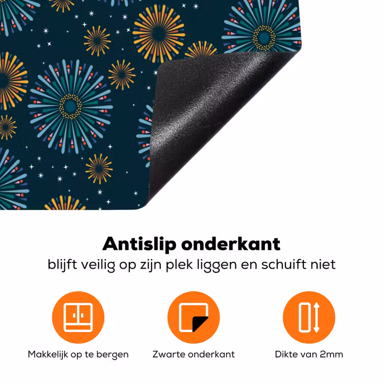 Retro - Disco - Vuurwerk - 70s - Multi Inductie beschermer vinyl 3mm klein 276 -zzzzzzz-td-onderkant