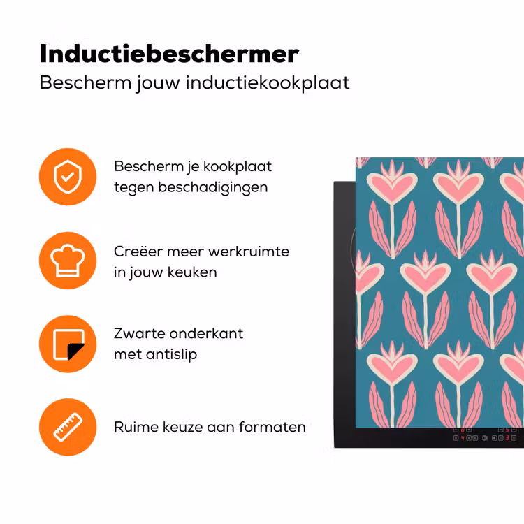 Blauw - Retro - Patroon - Hartjes Inductie beschermer vinyl 3mm klein 276 -zzzzzzz-td-ups