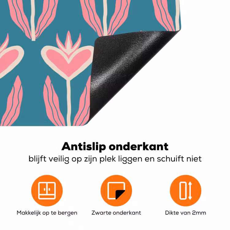 Blauw - Retro - Patroon - Hartjes Inductie beschermer vinyl 3mm klein 276 -zzzzzzz-td-onderkant