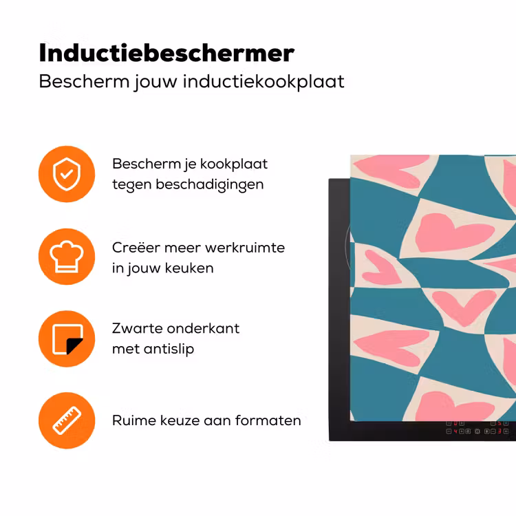 Blauw - Vlakken - Patroon - Hartjes Inductie beschermer vinyl 3mm klein 276 -zzzzzzz-td-ups