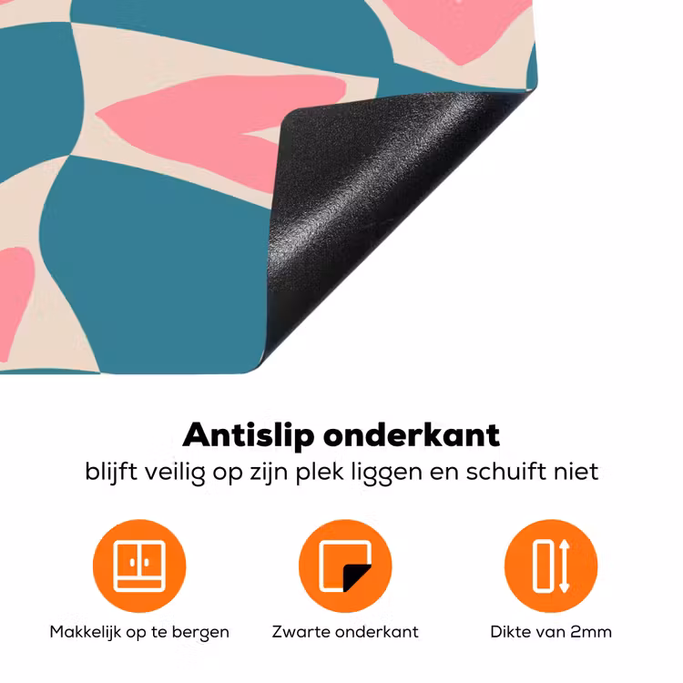 Blauw - Vlakken - Patroon - Hartjes Inductie beschermer vinyl 3mm klein 276 -zzzzzzz-td-onderkant
