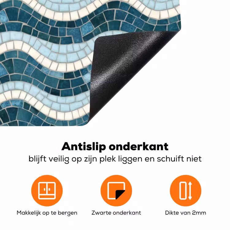 Blauw - Wit - Mozaïek - Golvend Inductie beschermer vinyl 3mm klein 276 -zzzzzzz-td-onderkant