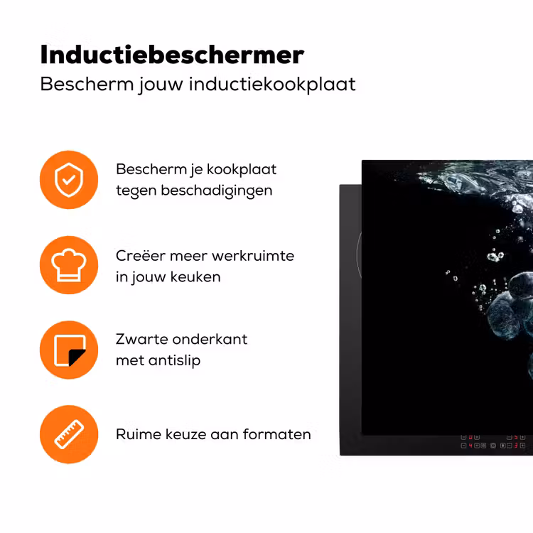 Blauwe bessen - Fruit - bes - Stilleven - Water - Zwart Inductie beschermer vinyl 3mm klein -zzzzzzz-td-ups