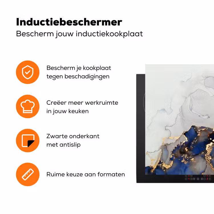 Blauwe Dromen en Gouden Aders Inductie beschermer vinyl 3mm klein -zzzzzzz-td-ups