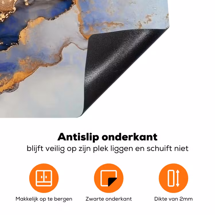 Blauwe Dromen en Gouden Aders Inductie beschermer vinyl 3mm klein -zzzzzzz-td-onderkant