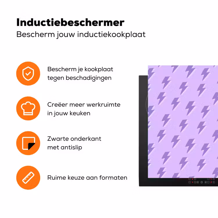 Bliksem - Paars - Lila Inductie beschermer vinyl 3mm klein 276 -zzzzzzz-td-ups