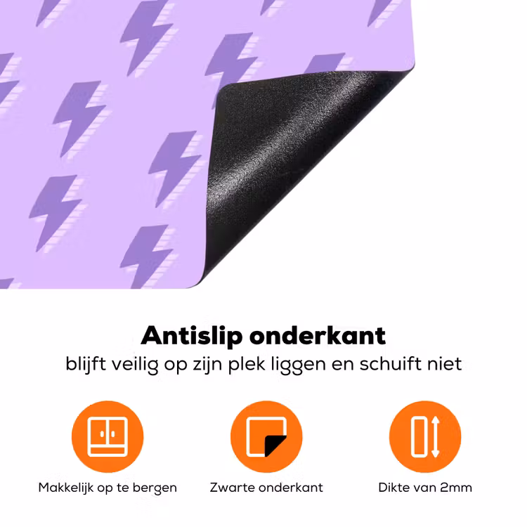 Bliksem - Paars - Lila Inductie beschermer vinyl 3mm klein 276 -zzzzzzz-td-onderkant