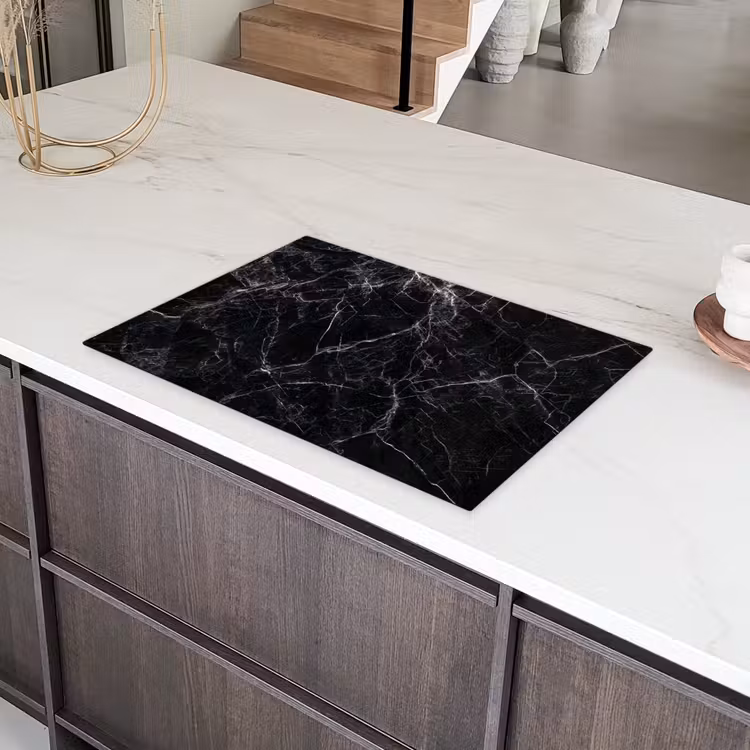 Bliksemschicht door Zwart Marmer Inductie beschermer vinyl 3mm klein -sfeer8