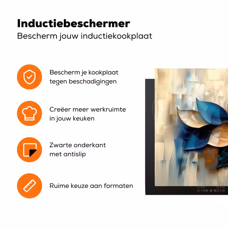 Bloem - Abstract - Kleurrijk - Bladeren Inductie beschermer vinyl 3mm klein -zzzzzzz-td-ups