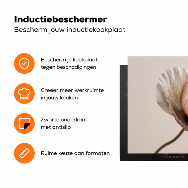 Bloem - Beige - Crème Inductie beschermer vinyl 3mm klein -zzzzzzz-td-ups