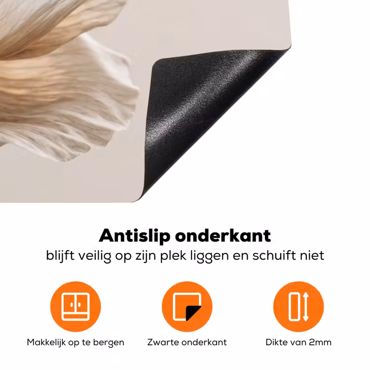 Bloem - Beige - Crème Inductie beschermer vinyl 3mm klein -zzzzzzz-td-onderkant