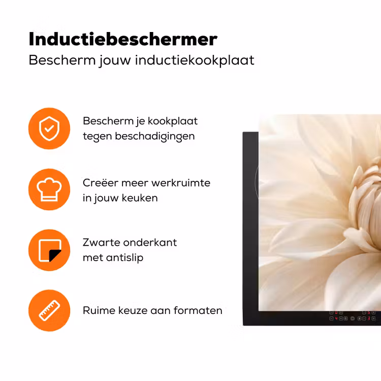 Bloem - Dahlia - Wit Inductie beschermer vinyl 3mm klein -zzzzzzz-td-ups