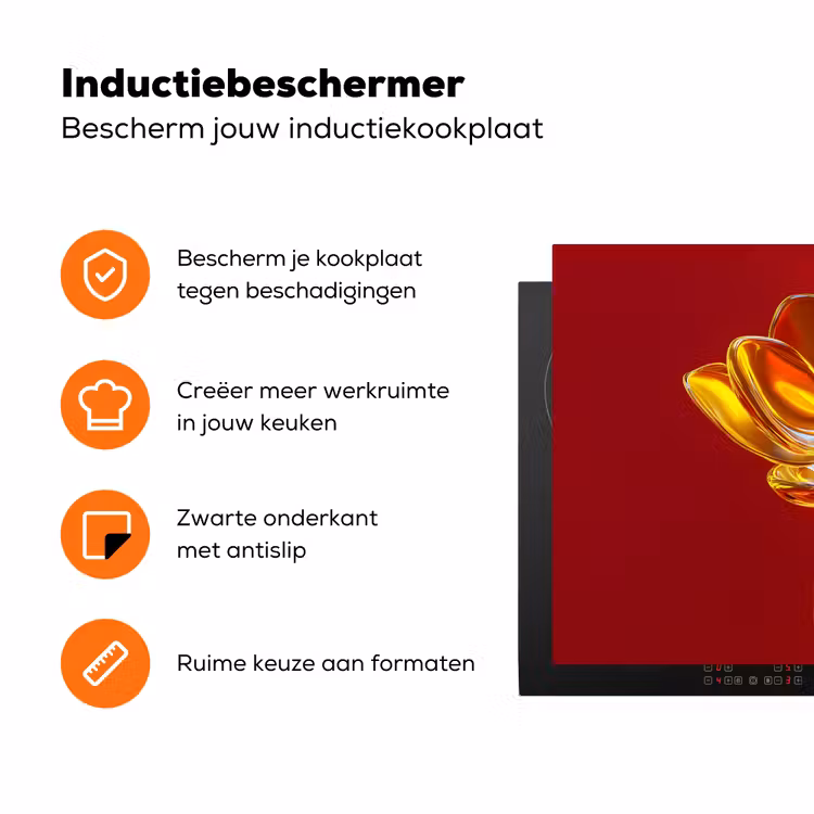 Bloem - Goud - Glazen Inductie beschermer vinyl 3mm klein -zzzzzzz-td-ups
