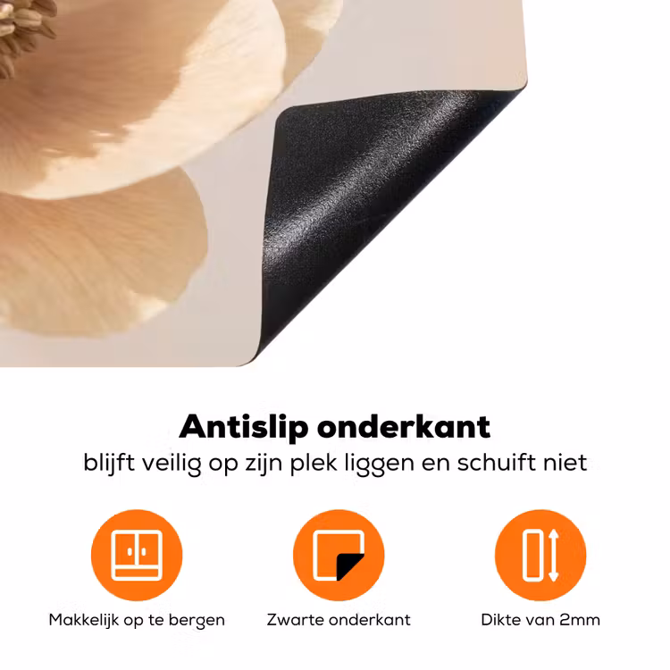 Bloem - Minimalistisch - Groen Inductie beschermer vinyl 3mm klein -zzzzzzz-td-onderkant