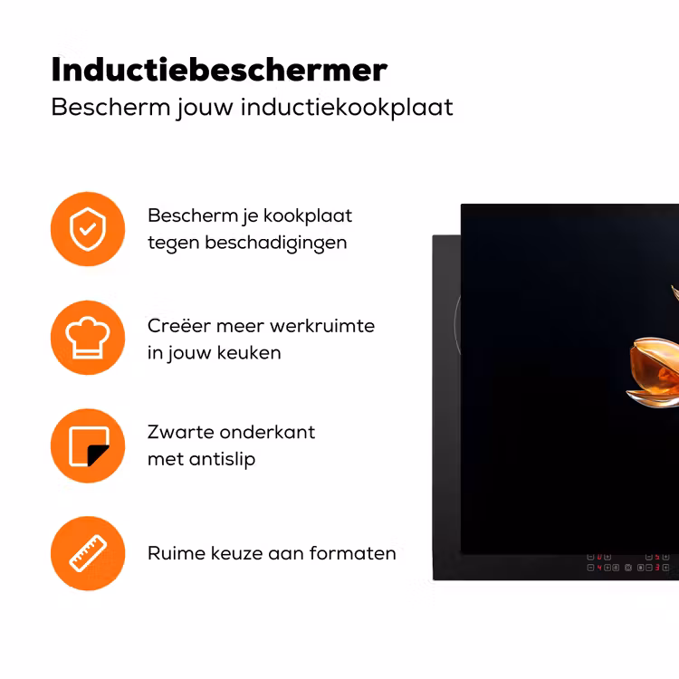 Bloem - Orchidee - Oranje Inductie beschermer vinyl 3mm klein -zzzzzzz-td-ups