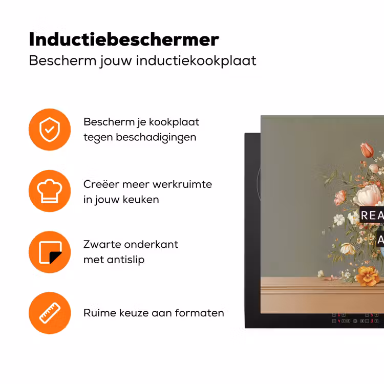 Bloem - Quote - Vintage - Art Inductie beschermer vinyl 3mm klein -zzzzzzz-td-ups