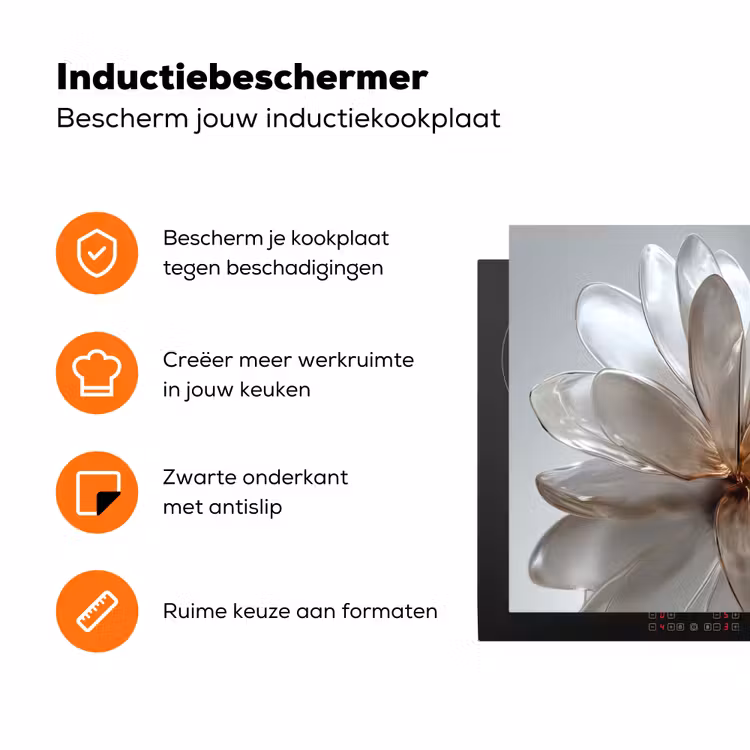 Bloem - Wit - Neutraal Inductie beschermer vinyl 3mm klein -zzzzzzz-td-ups