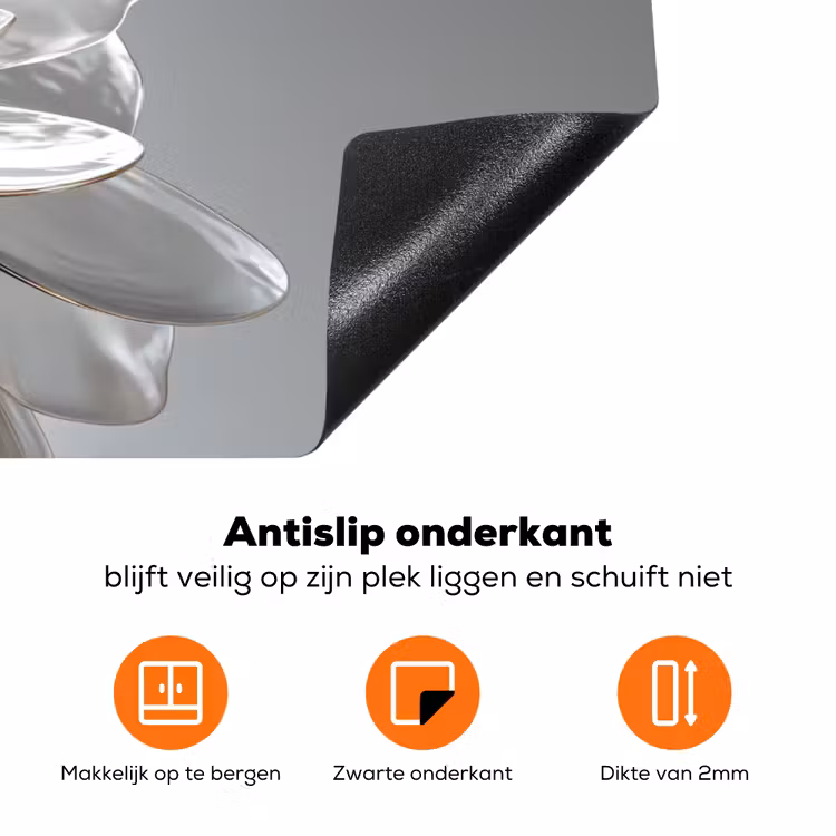 Bloem - Wit - Neutraal Inductie beschermer vinyl 3mm klein -zzzzzzz-td-onderkant
