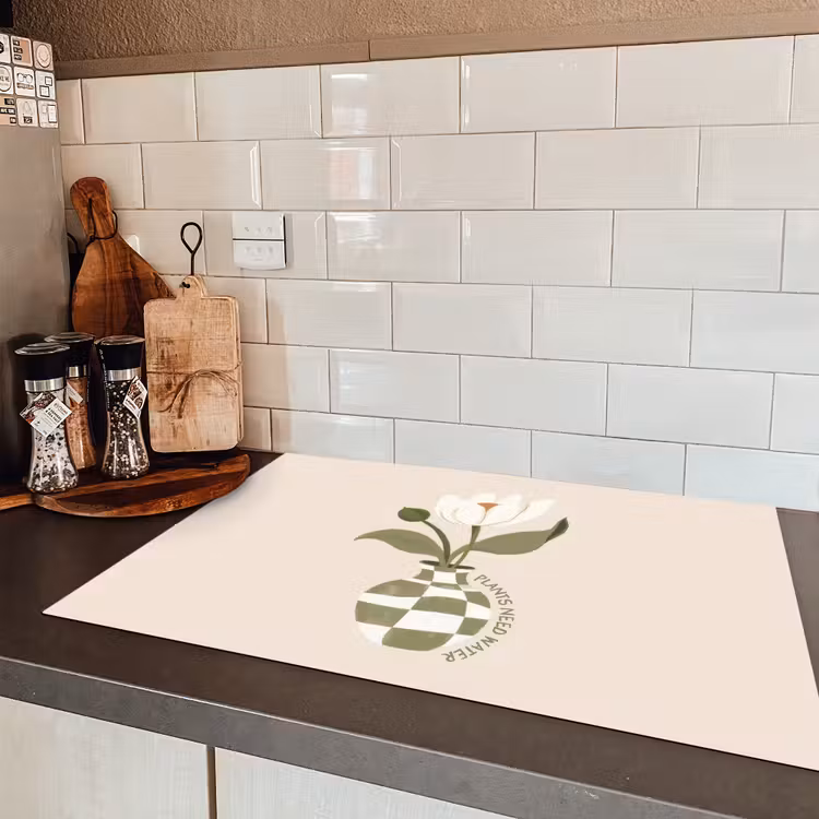 Bloem - Wit - Vaas - Quote Inductie beschermer vinyl 3mm klein -sfeer3