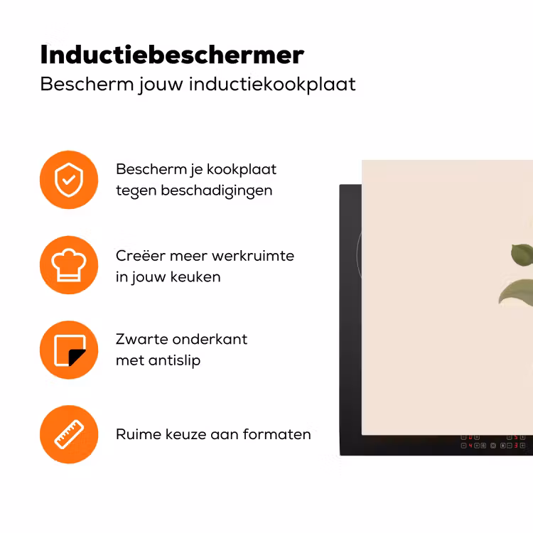 Bloem - Wit - Vaas - Quote Inductie beschermer vinyl 3mm klein -zzzzzzz-td-ups