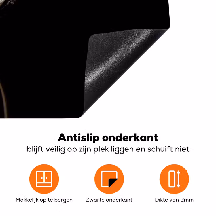Bloem - Zwart - Wit Inductie beschermer vinyl 3mm klein -zzzzzzz-td-onderkant